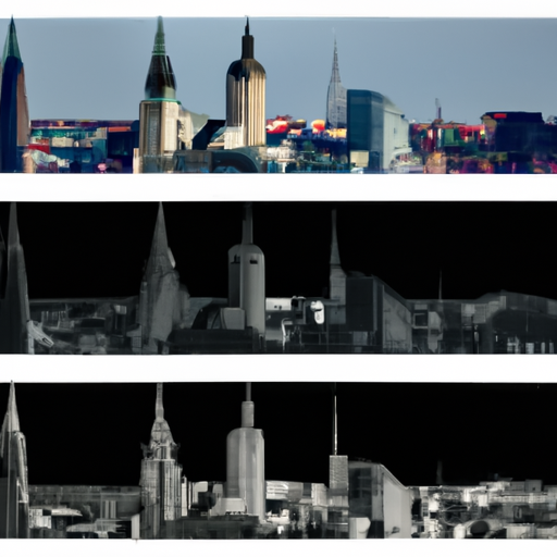 3. ייצוג תמונה של עיר לפני ואחרי היישום של שיטת פיטר, המציג את הטרנספורמציה.
