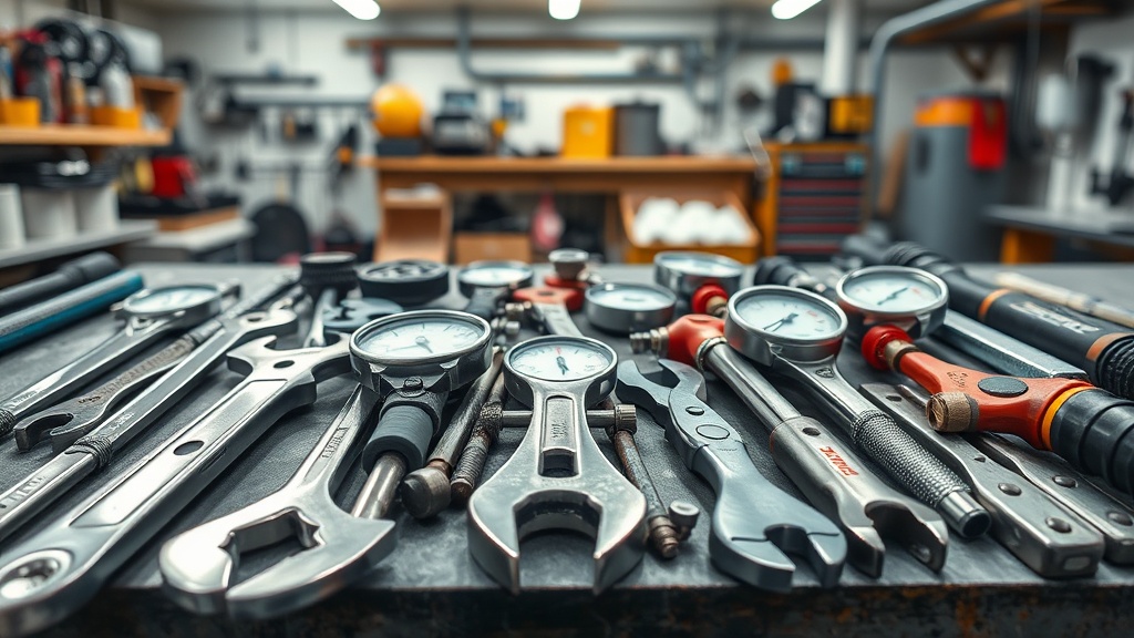 כלי עבודה ואבזור מקצועי של אינסטלטור